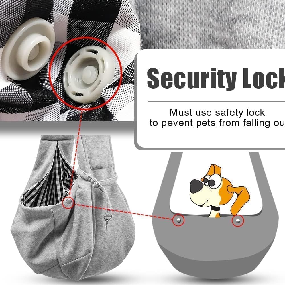 Small Dog Sling Carrier - Classic Pocket & Classic Strap - for 3-10 Lbs Pets(Grey)