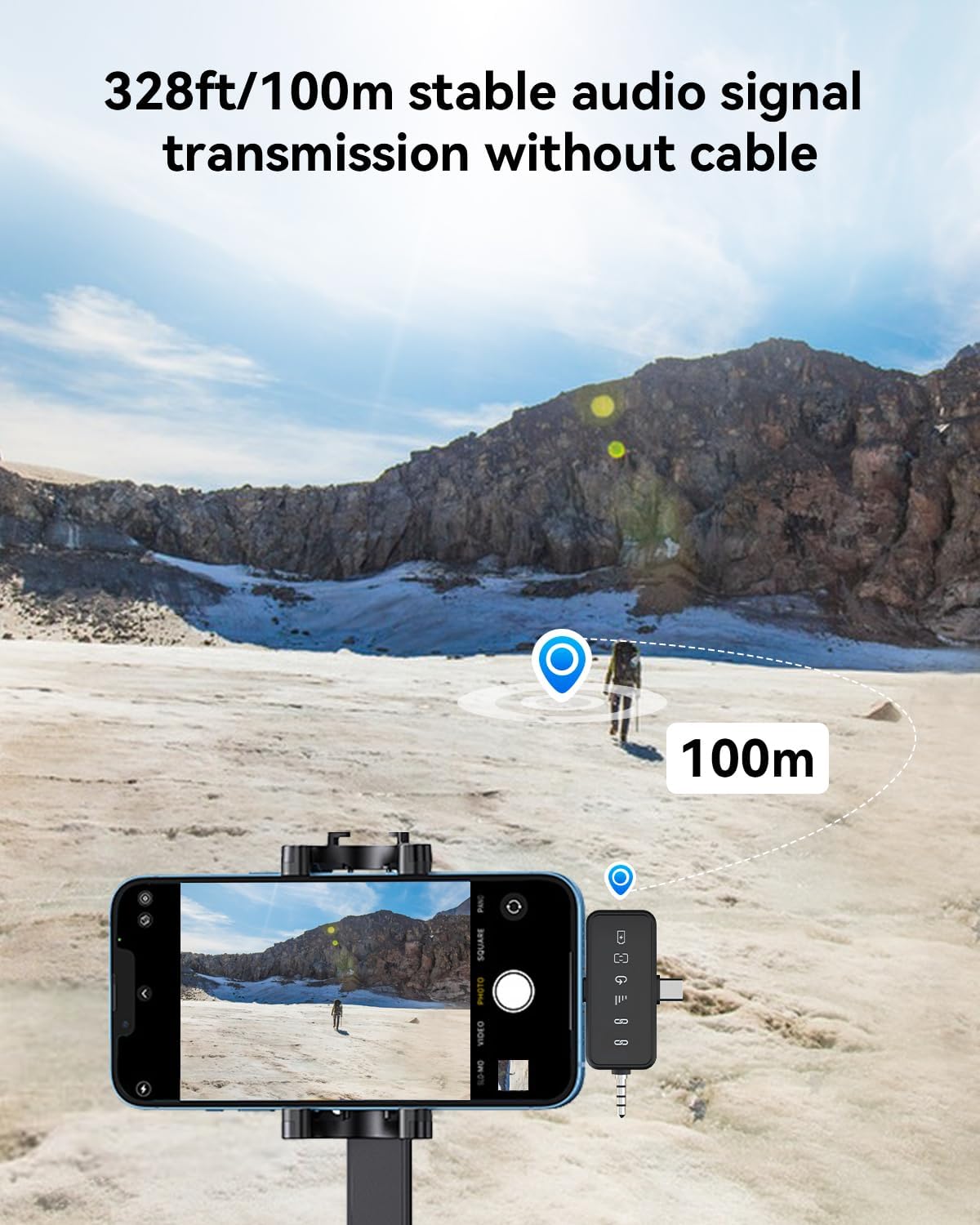 3 in 1 Microphone for Iphone/Android/Camera, Wireless Lavalier Microphone, 328Ft Transmission, 18H Battery Life, Mini Microphone for Record Interview, Vlogs, Youtube, Tiktok