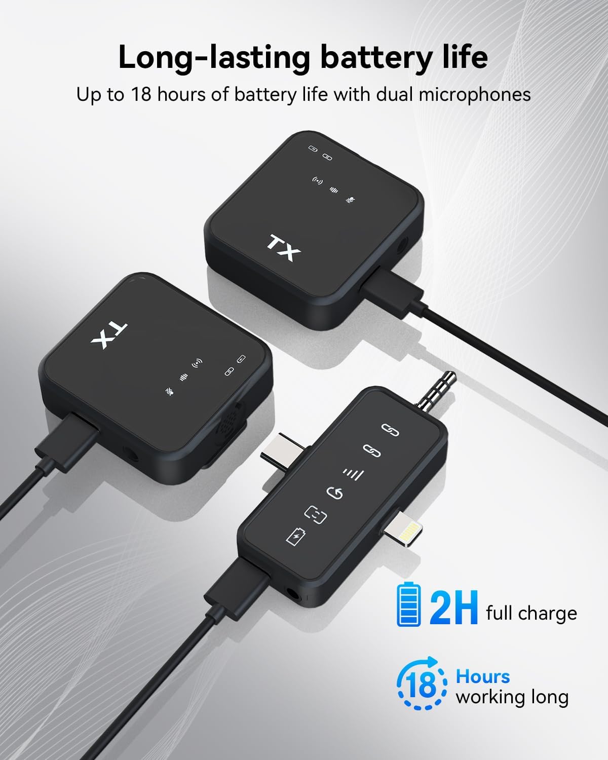 3 in 1 Microphone for Iphone/Android/Camera, Wireless Lavalier Microphone, 328Ft Transmission, 18H Battery Life, Mini Microphone for Record Interview, Vlogs, Youtube, Tiktok