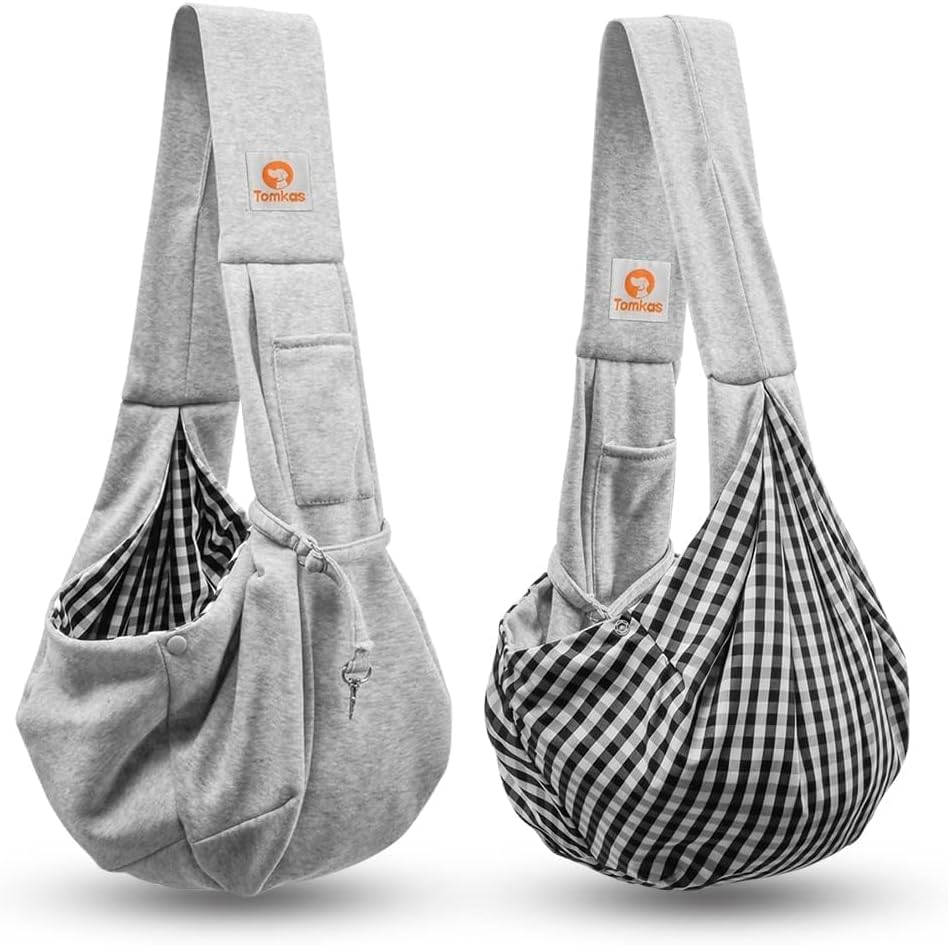 Small Dog Sling Carrier - Classic Pocket & Classic Strap - for 3-10 Lbs Pets(Grey)
