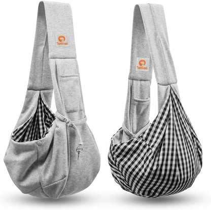 Small Dog Sling Carrier - Classic Pocket & Classic Strap - for 3-10 Lbs Pets(Grey)