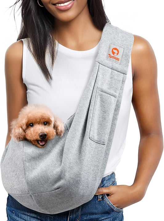 Small Dog Sling Carrier - Classic Pocket & Classic Strap - for 3-10 Lbs Pets(Grey)