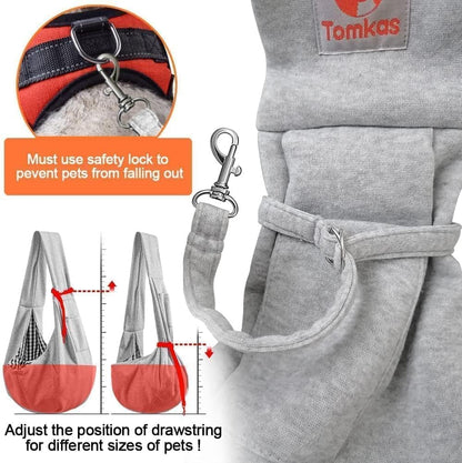 Small Dog Sling Carrier - Classic Pocket & Classic Strap - for 3-10 Lbs Pets(Grey)