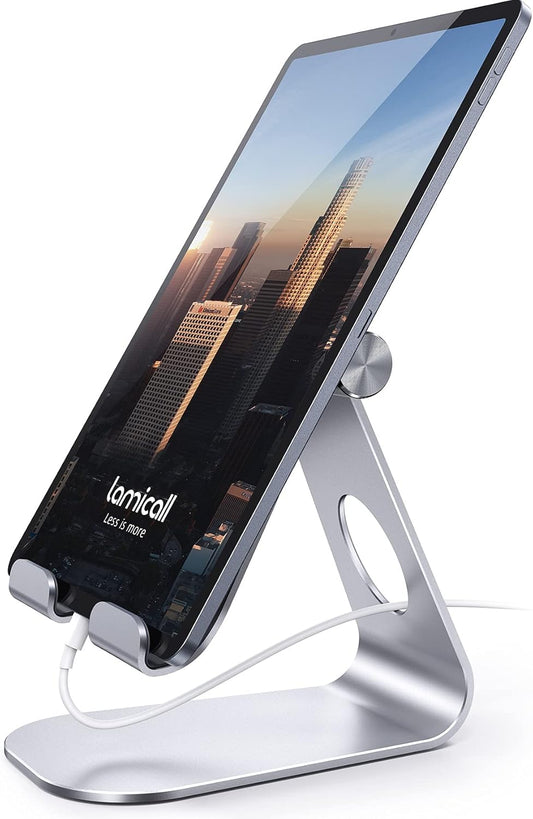Tablet Stand, Adjustable Tablet Holder - Desktop Stand Dock Holder Compatible with 4-13" Tablet Such as Ipad Pro 11, 9.7, 10.5, 12.9 Air Mini 4 3 2, Nexus, Tab, Silver